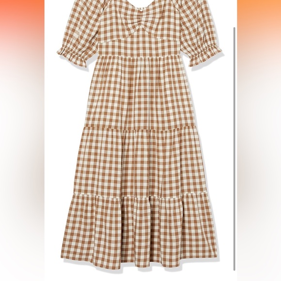The Drop Women's Amara Sweetheart Midi Dress..(NWT) tan/white checkered..size M - Picture 6 of 6